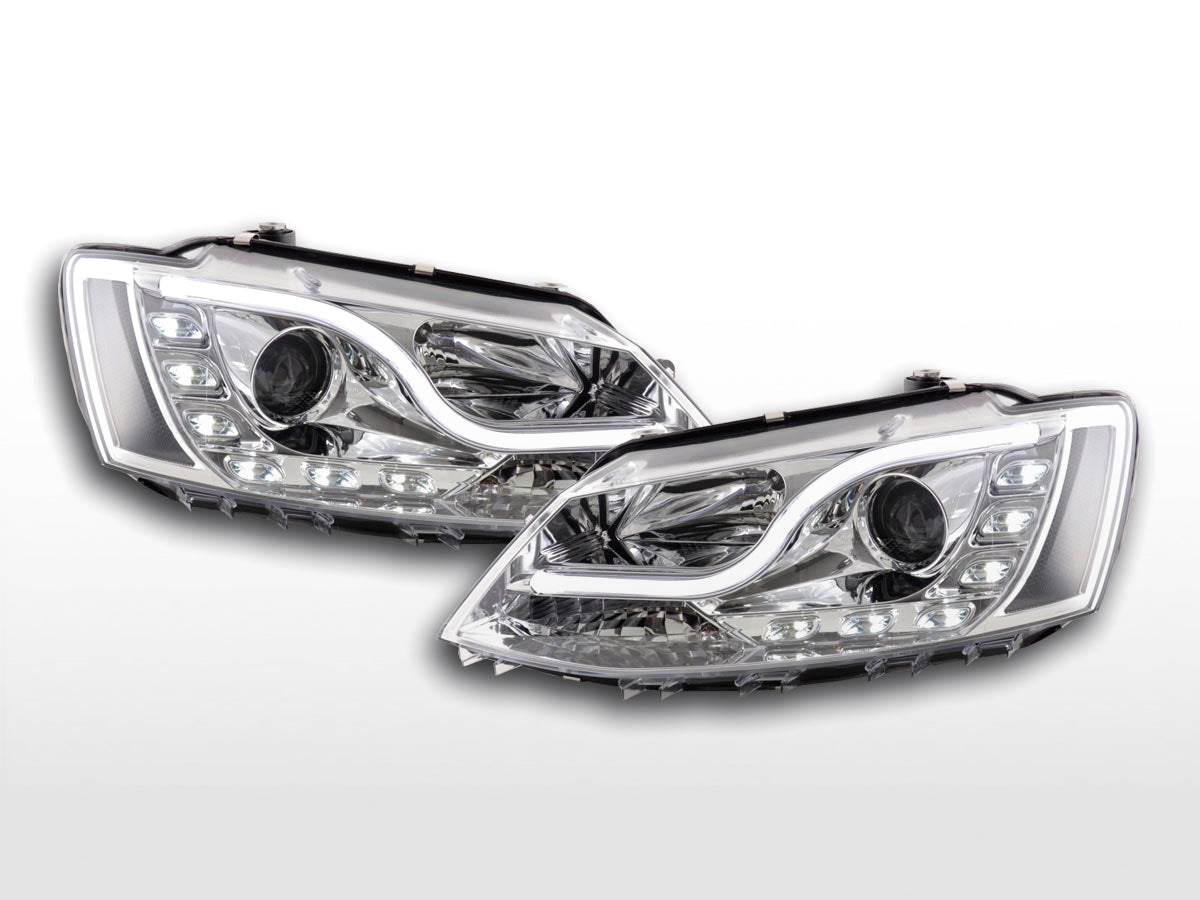 Scheinwerfer Set Daylight LED Tagfahrlicht VW Jetta 6 ab 2011 chrom Scheinwerfer Set Daylight LED Tagfahrlicht VW Jetta 6 ab 2011 chrom
